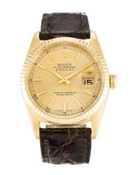 Rolex Datejust 16238 Champagne Baton Dial Leather Strap