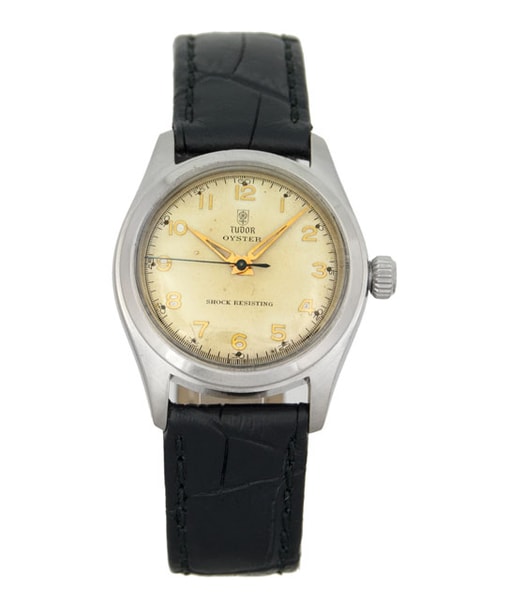 Tudor Vintage 7803 Silver Arabic Dial Leather Strap