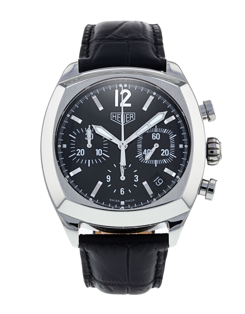 Tag Heuer Classic Monza Black Baton Dial Leather Strap