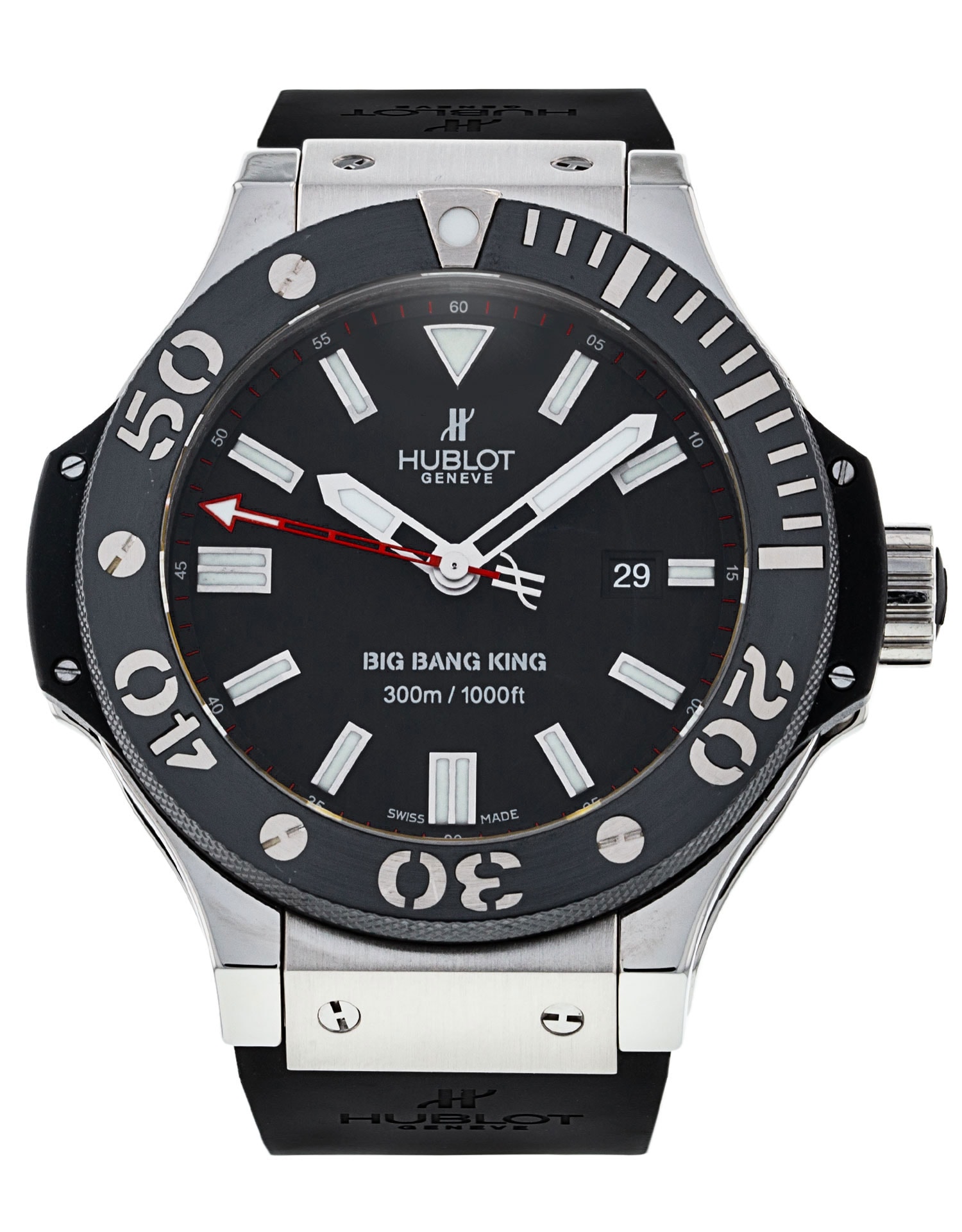 Hublot Big Bang Black Baton Dial Leather Strap