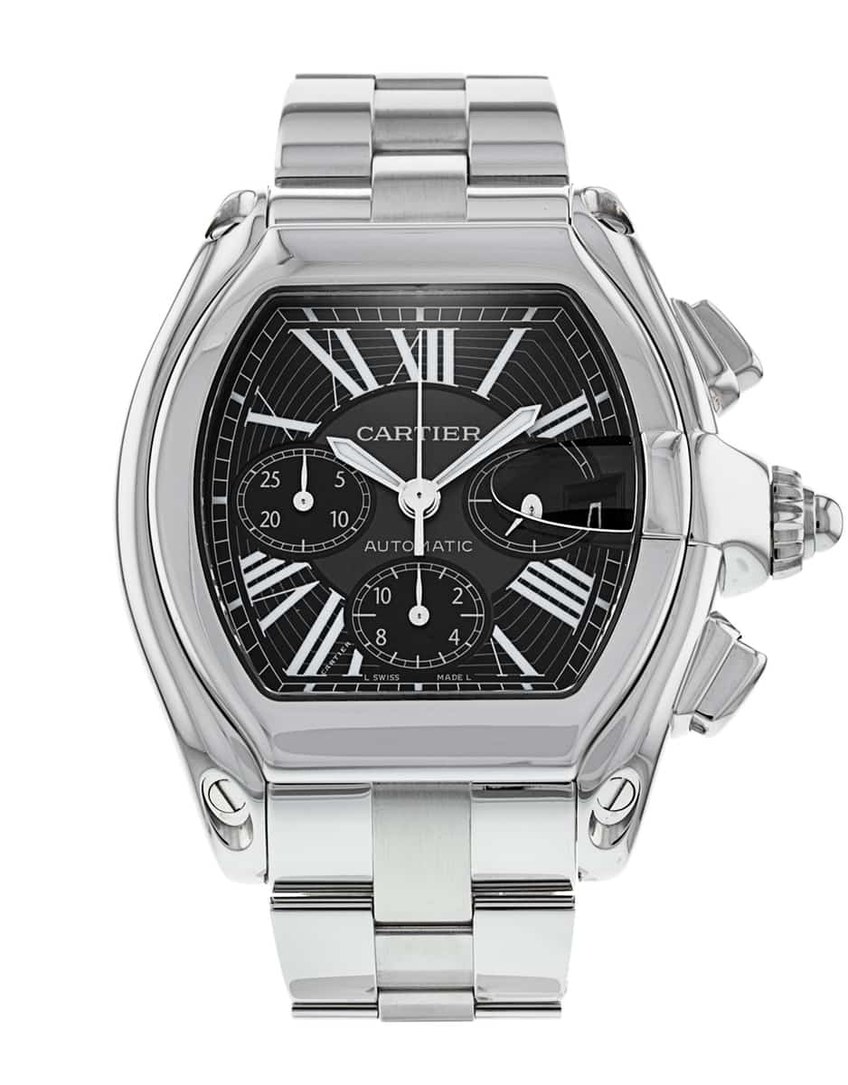 Cartier Roadster Black Roman Numeral Dial Bracelet Strap