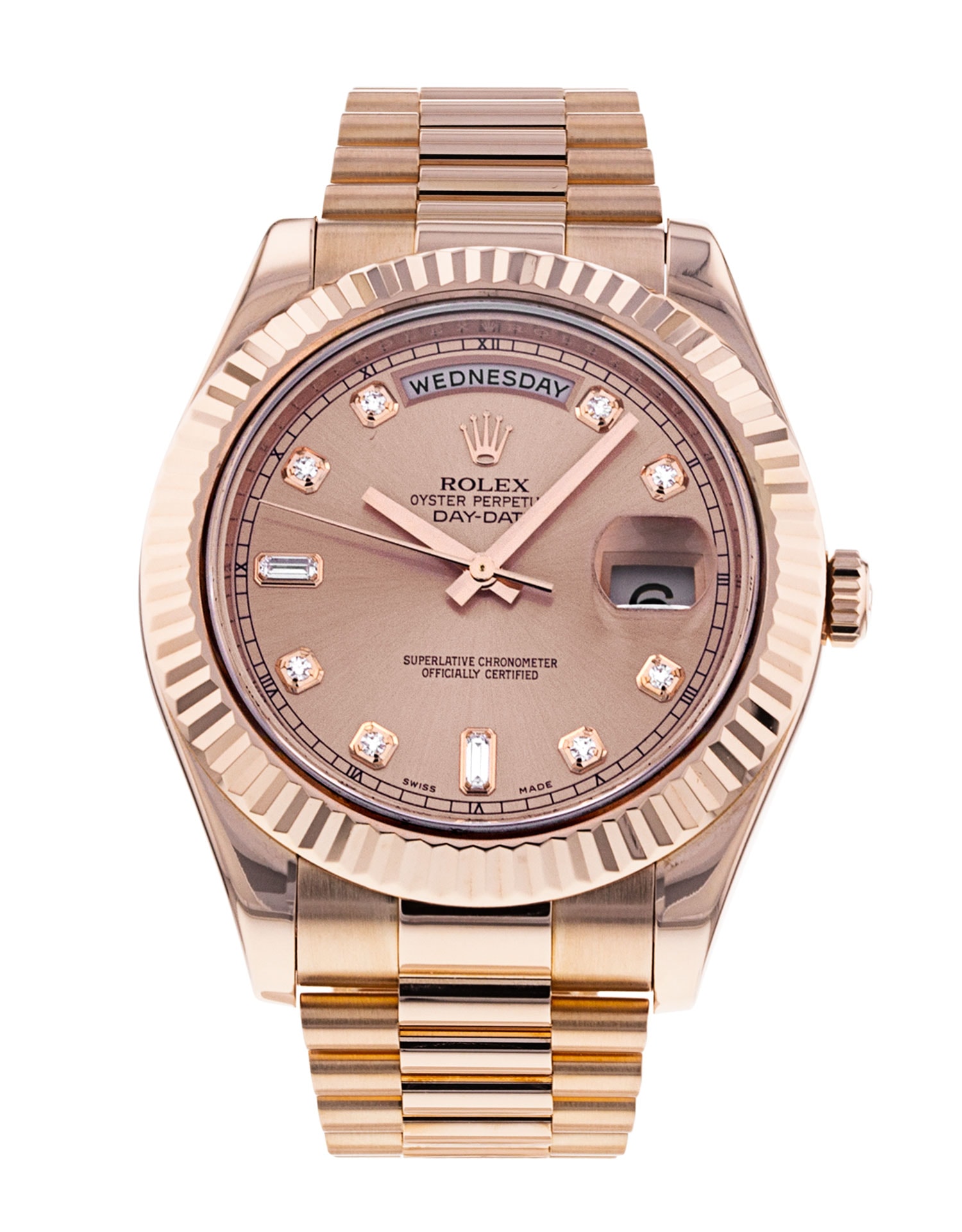 Rolex Day Date II Rose Diamond Dial Bracelet Strap
