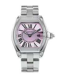 Cartier Roadster Pink Roman Numeral Dial Bracelet Strap