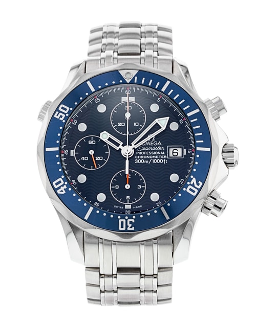 Omega Seamaster Chrono Diver Blue Dial Bracelet Strap