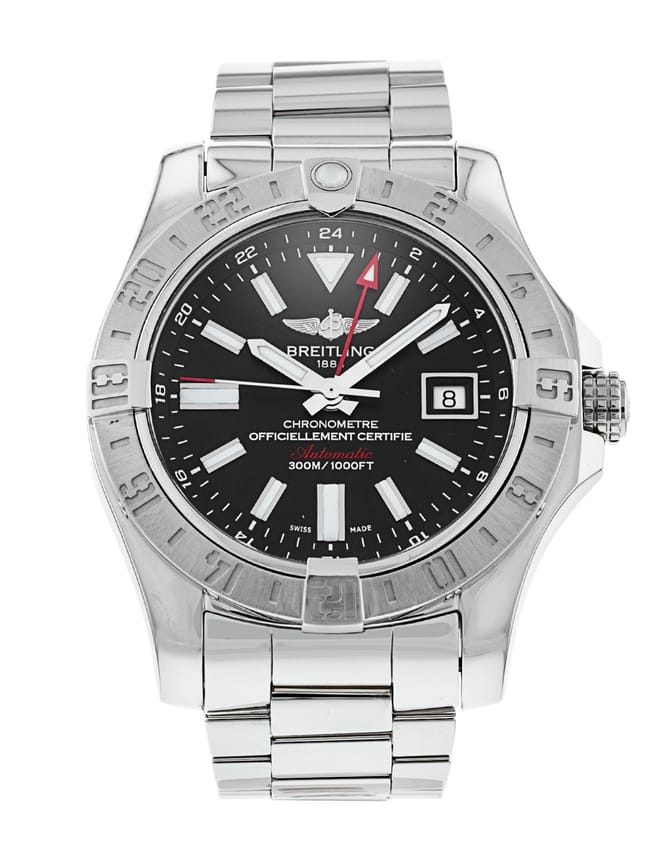 Breitling Avenger II GMT Black Baton Dial Bracelet Strap