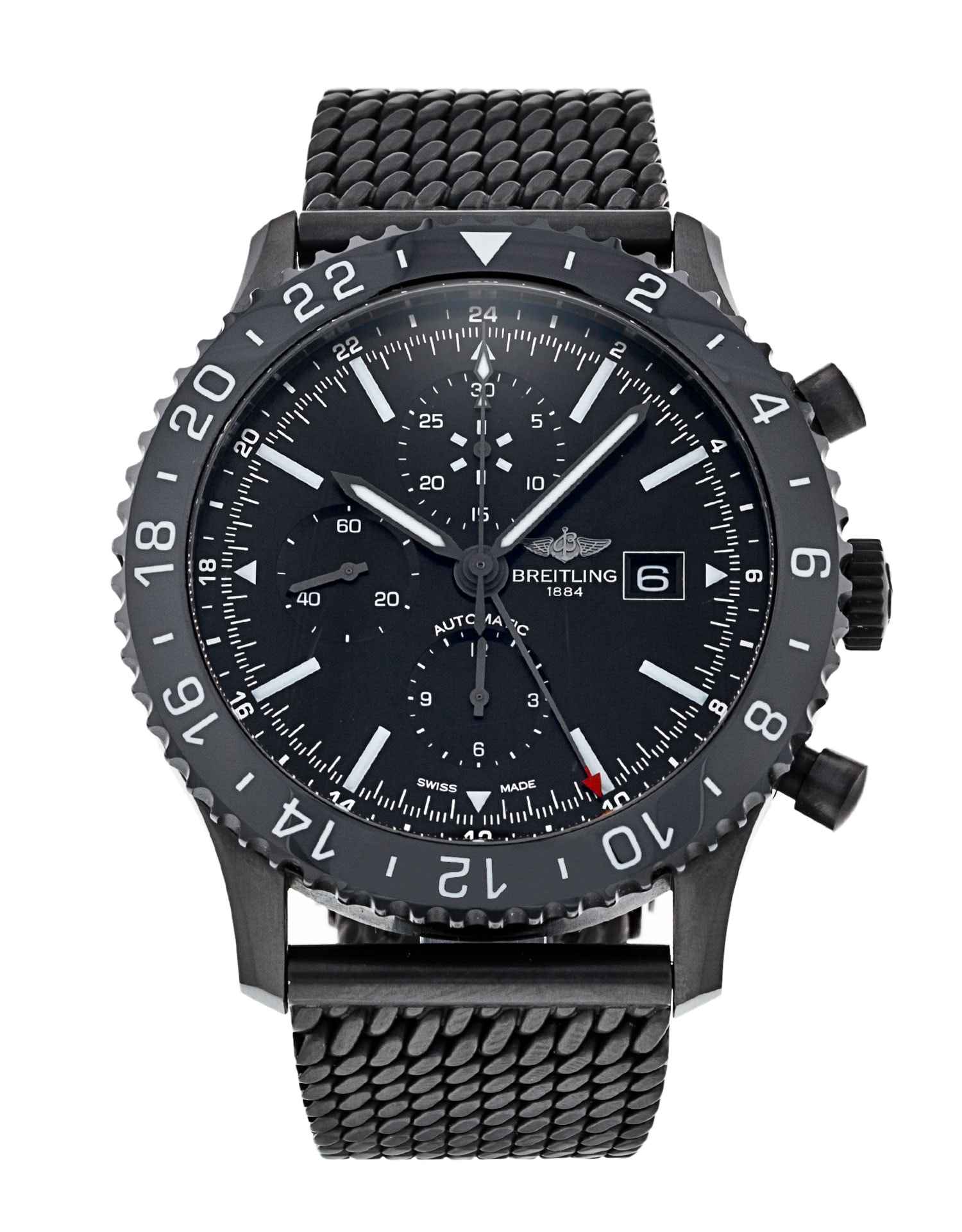 Breitling Chronoliner Black Baton Dial Bracelet Strap