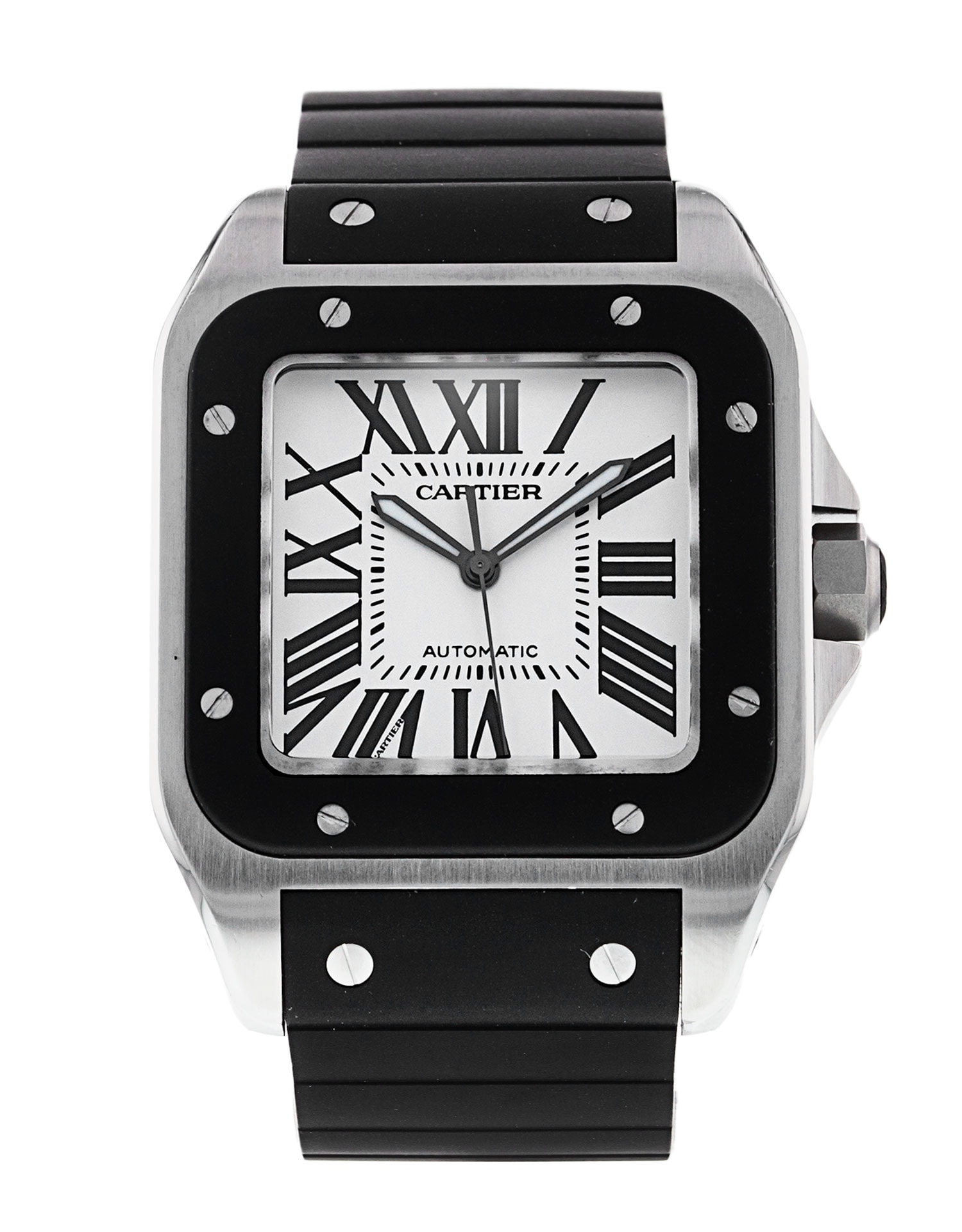 Cartier Santos 100 Silver Roman Numeral Dial