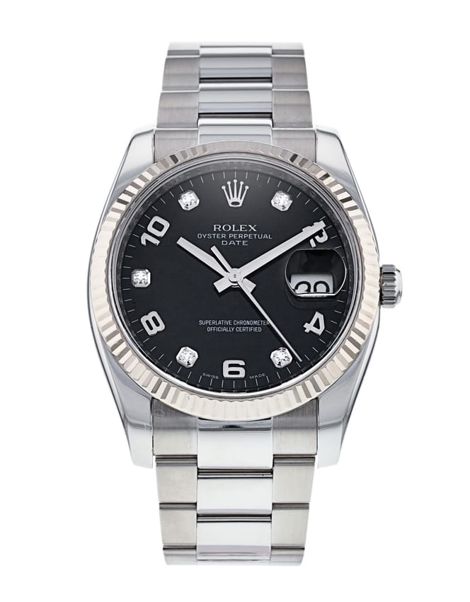 Rolex Oyster Perpetual Date Black Diamond Dial - Main Image