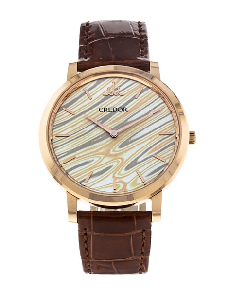 Credor Mokume Gane GBBY986 - Wood Baton Dial & Leather Strap 