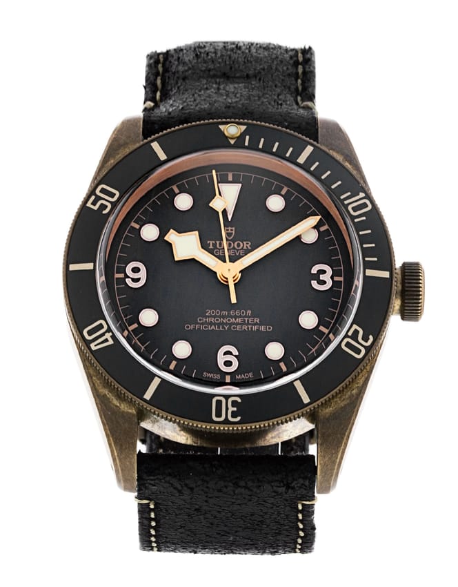 Tudor Black Bay Grey Quarter Arabic Dial Leather Strap