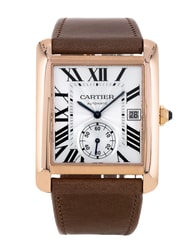 Cartier Tank MC Silver Roman Numeral Dial Leather Strap
