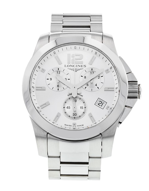 Longines Conquest Silver Sunray Dial Bracelet Strap