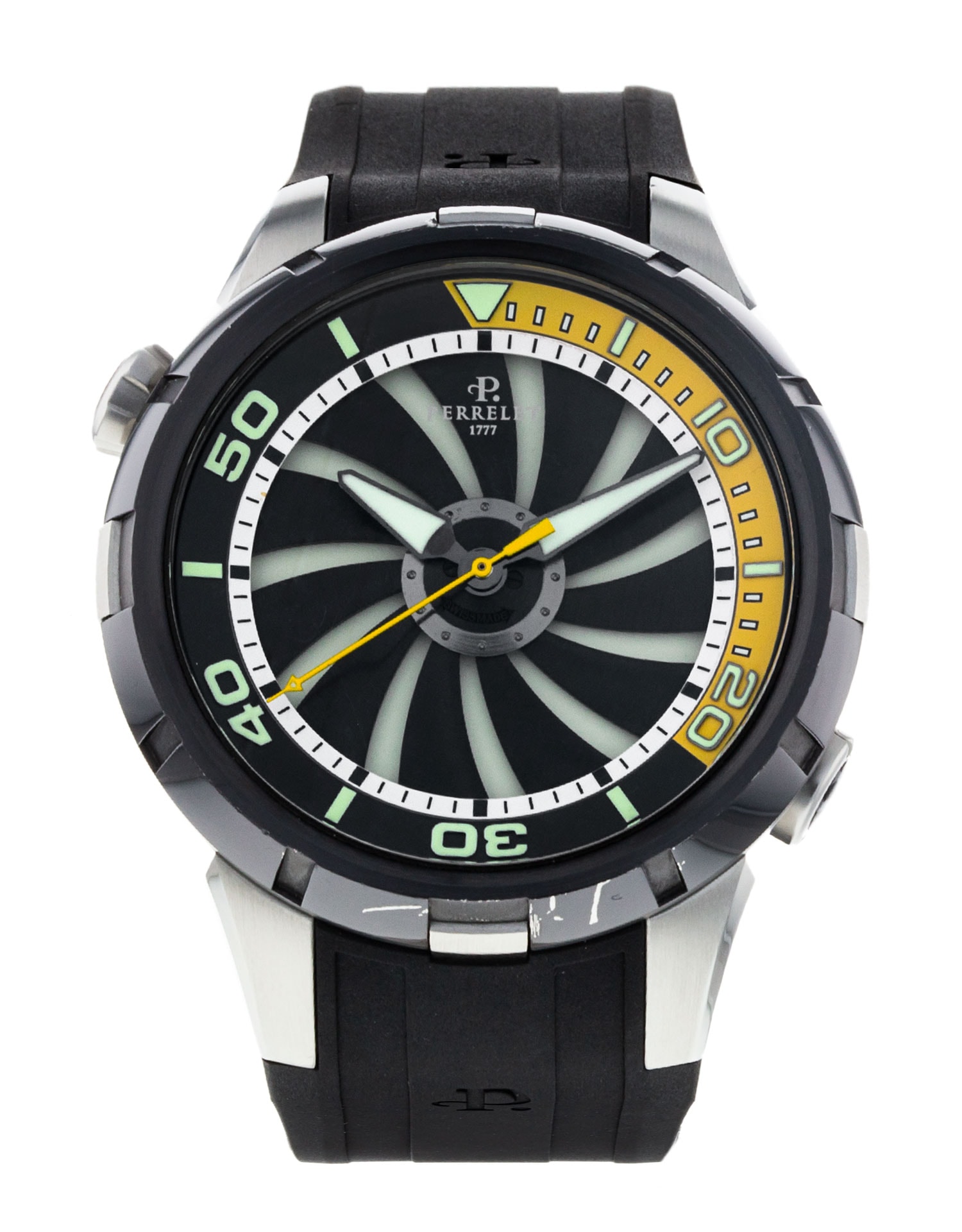 Perrelet Turbine A1067 2 Black Baton Dial Rubber Strap
