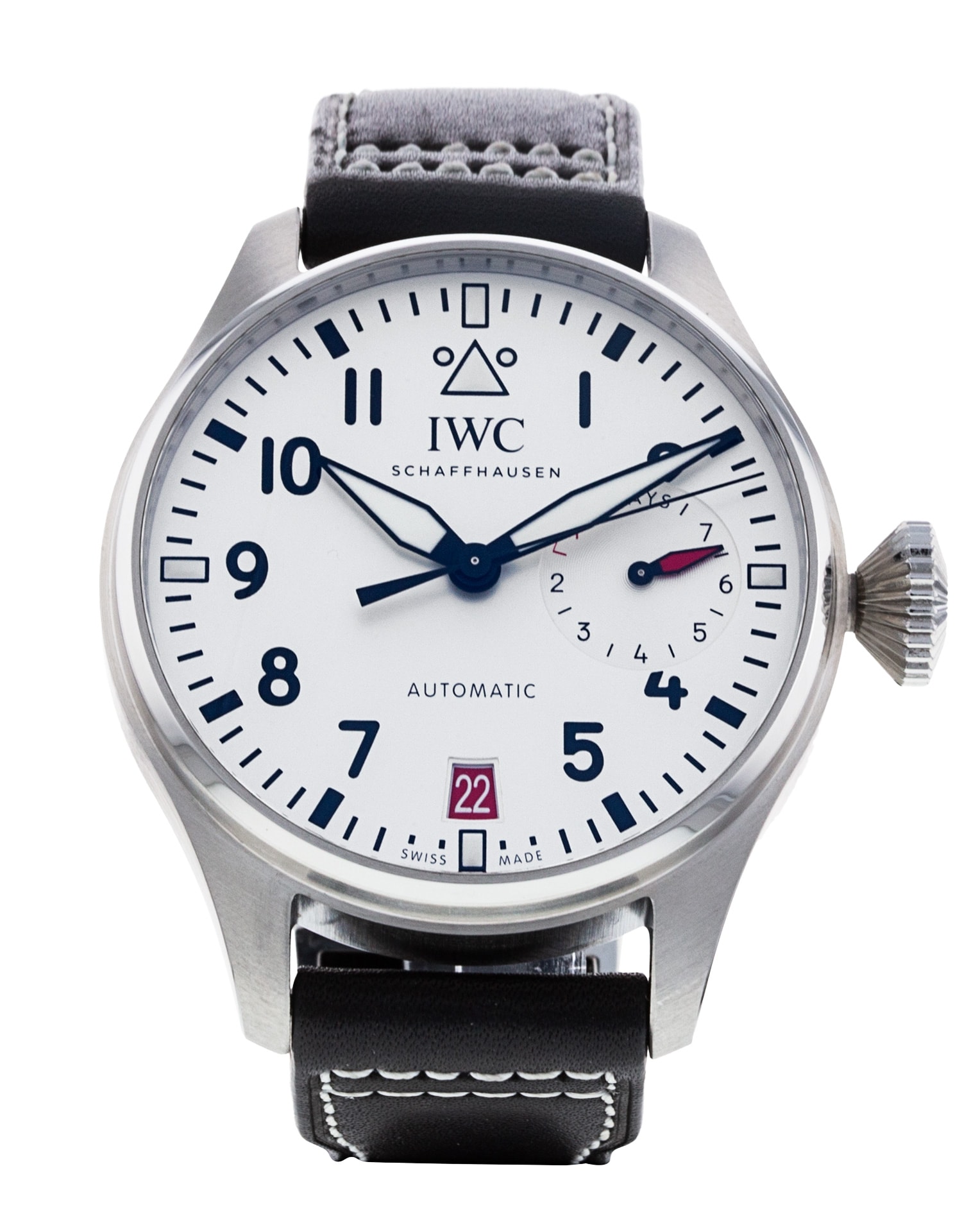 IWC Big Pilot's Silver Arabic Dial Leather Strap