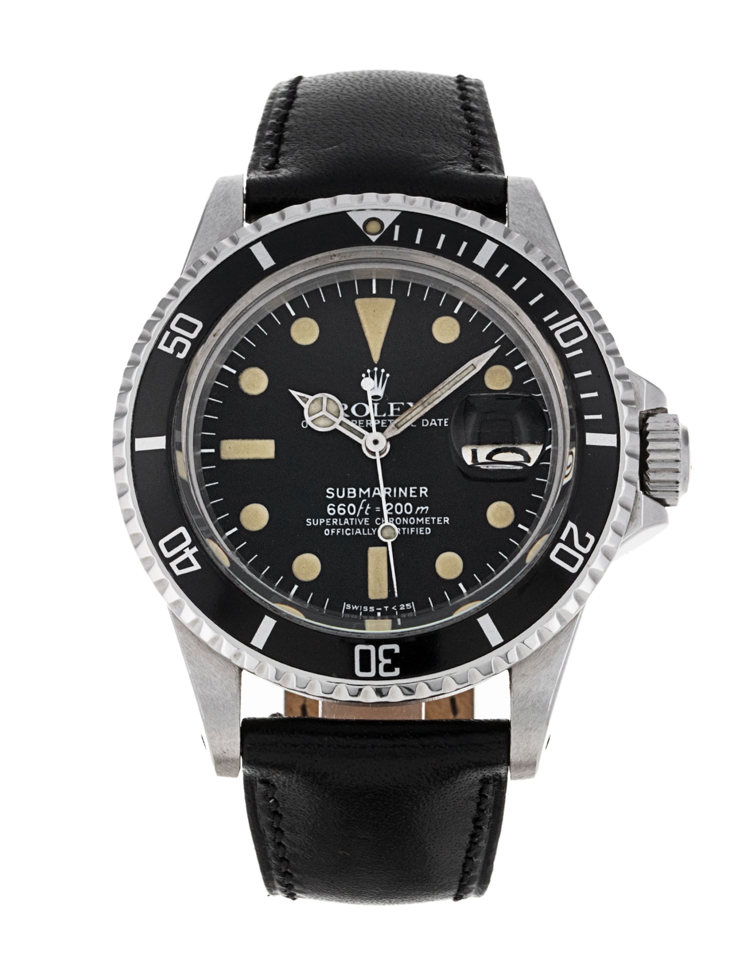 Rolex Submariner 1680 Schwarz Zifferblatt Leder Armband