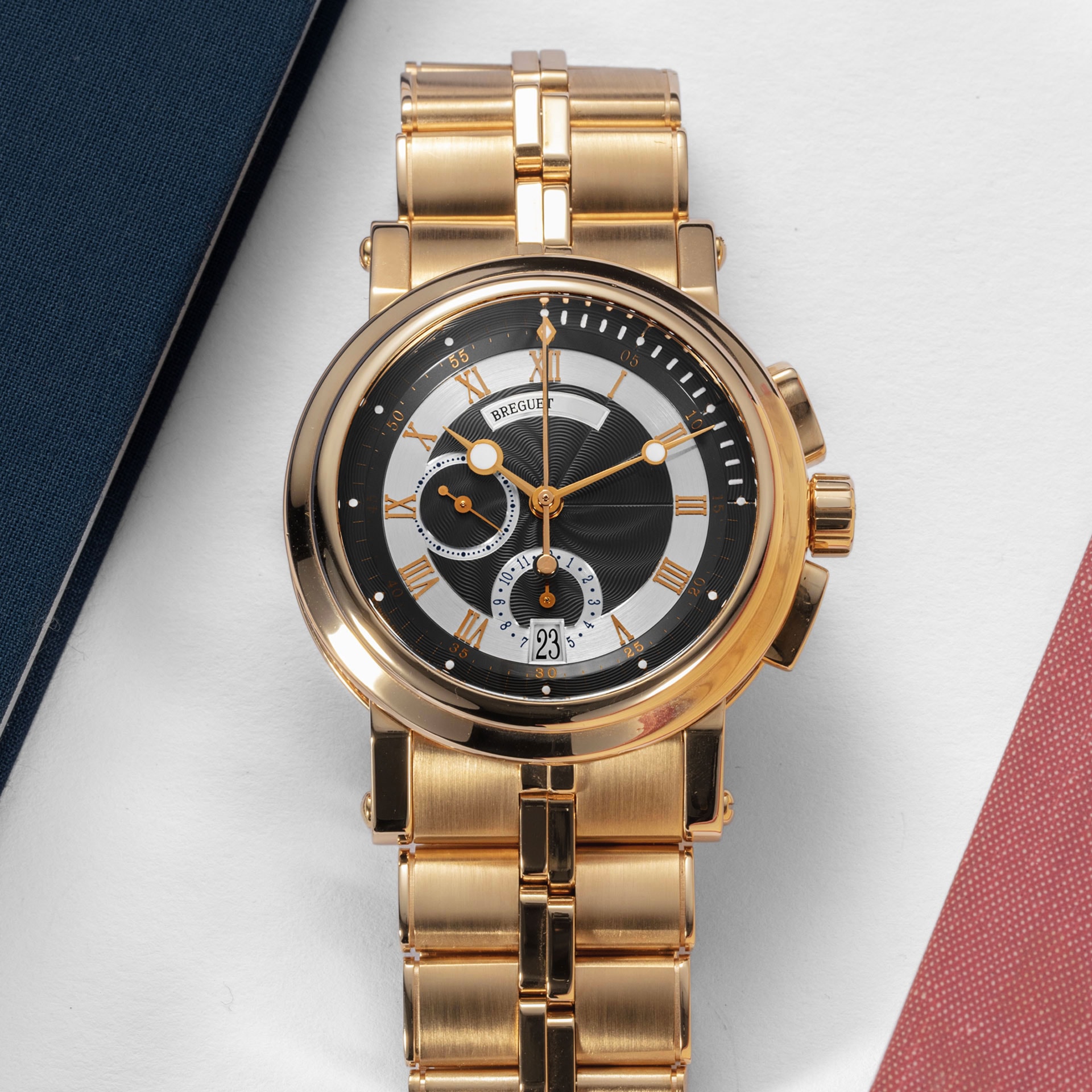 Breguet Marine Black Roman Numeral Dial Bracelet Strap