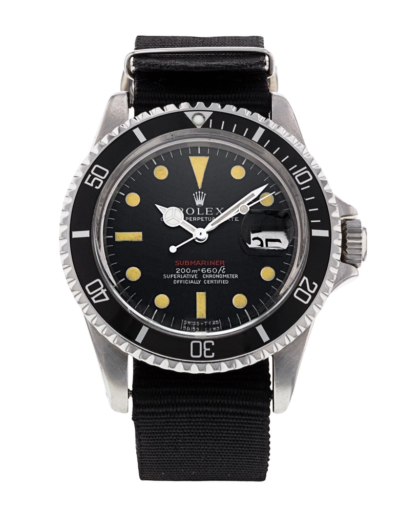 Rolex Submariner 1680 Single Red Black Dial Fabric Strap