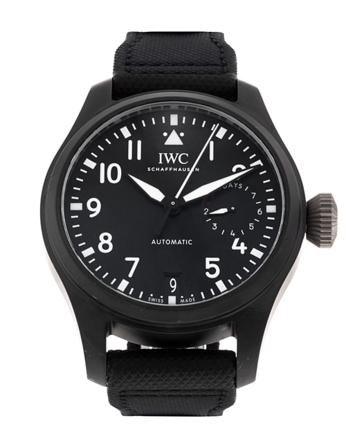 IWC Big Pilot s Black Arabic Zifferblatt Leder Armband