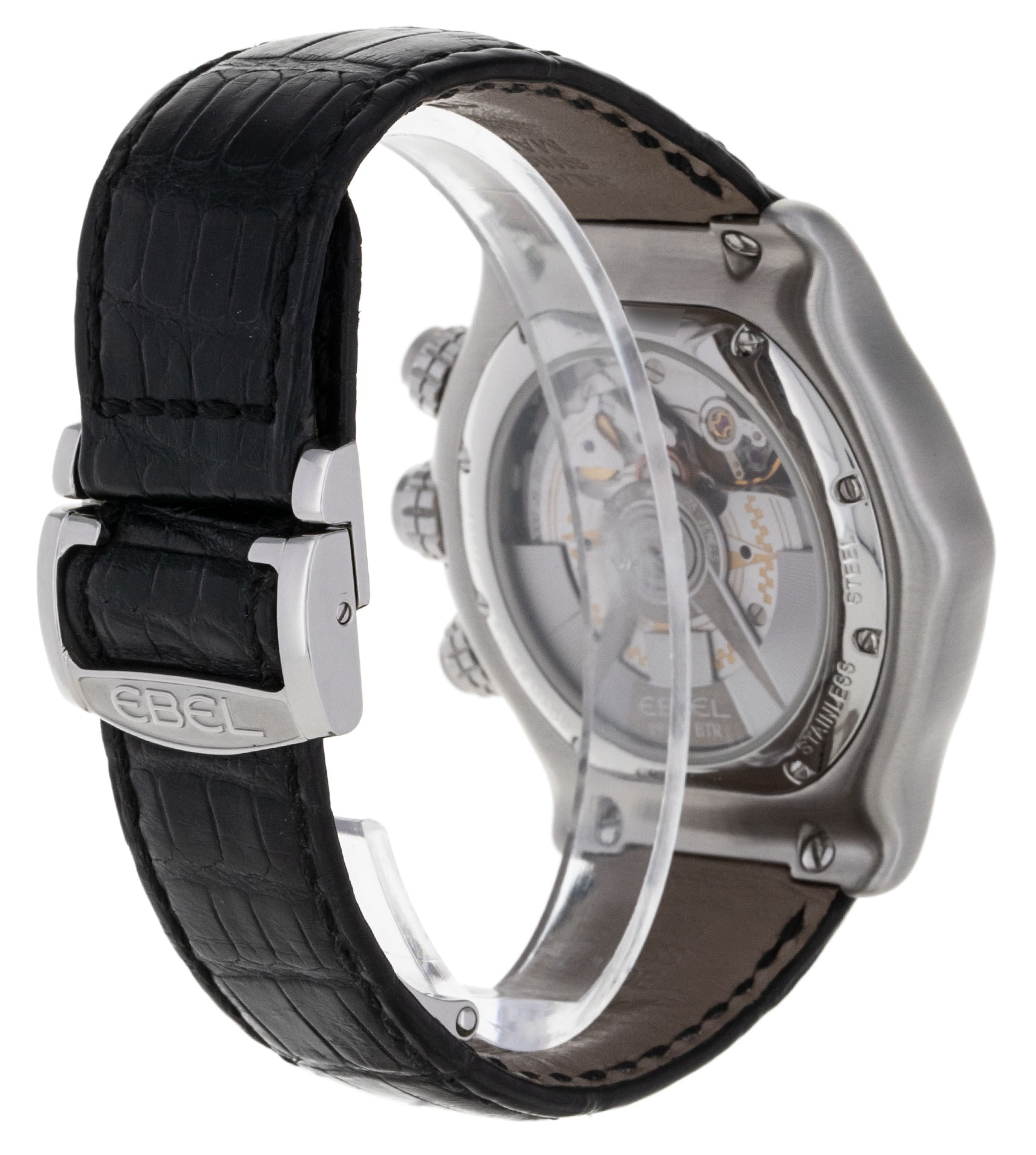 Ebel 1911 BTR 1215624 Black Baton Dial Leather Strap