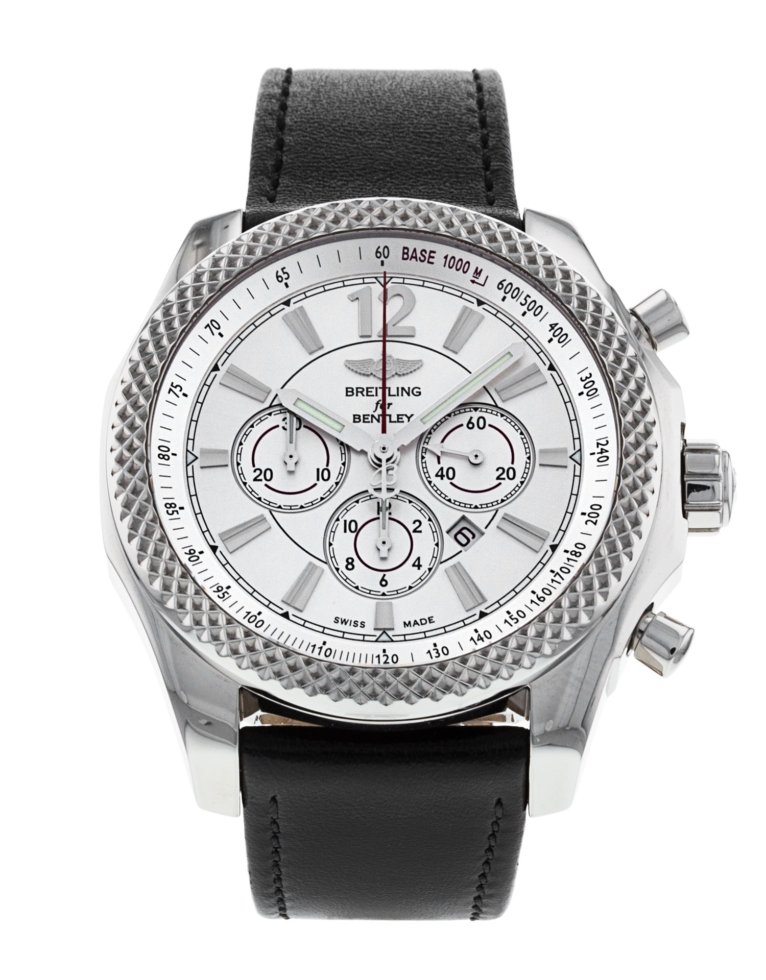Breitling Barnato A41390 Silver Baton Dial Leather Strap