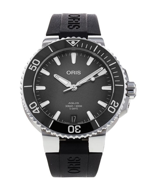 Oris Aquis Black Baton Dial Rubber Strap