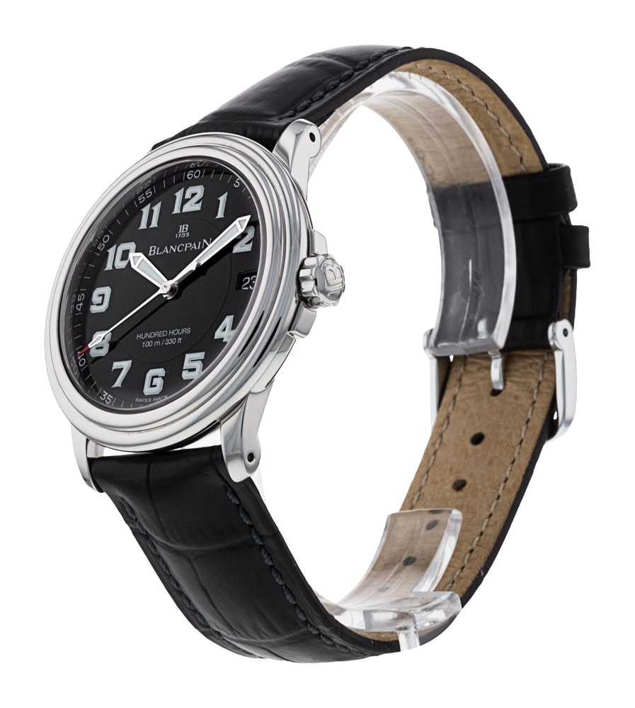 Blancpain Leman Black Arabic Dial Leather Strap