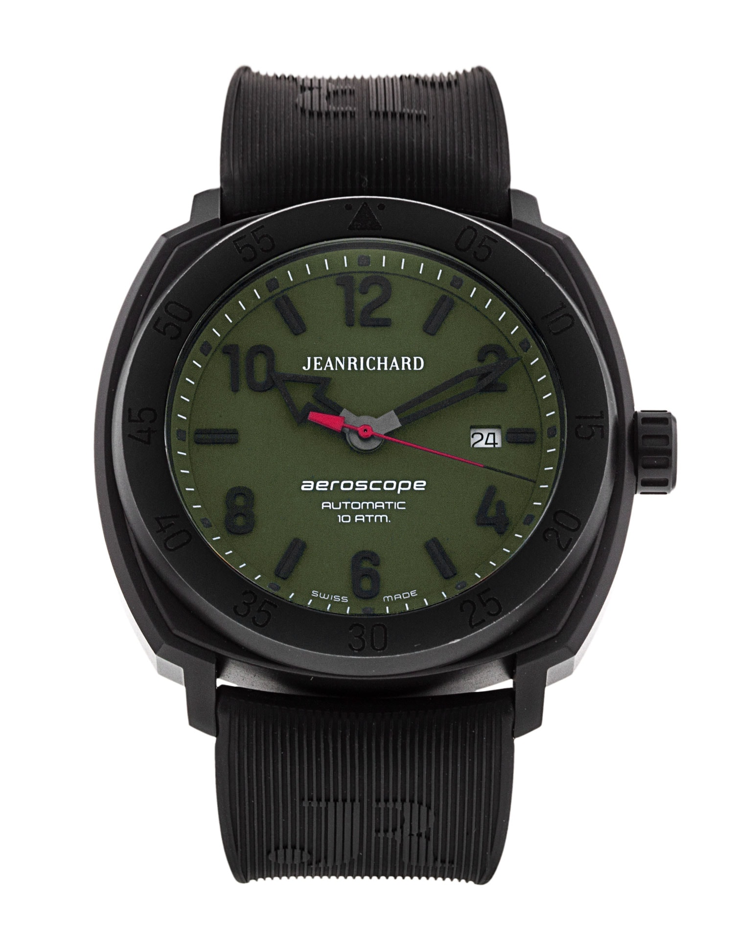 JeanRichard Aeroscope Green Arabic Dial Rubber Strap