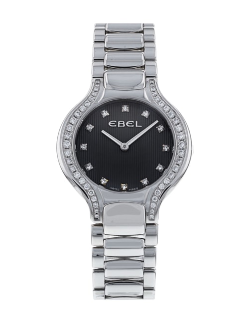 Ebel Beluga Round Black Diamond Dial Bracelet Strap