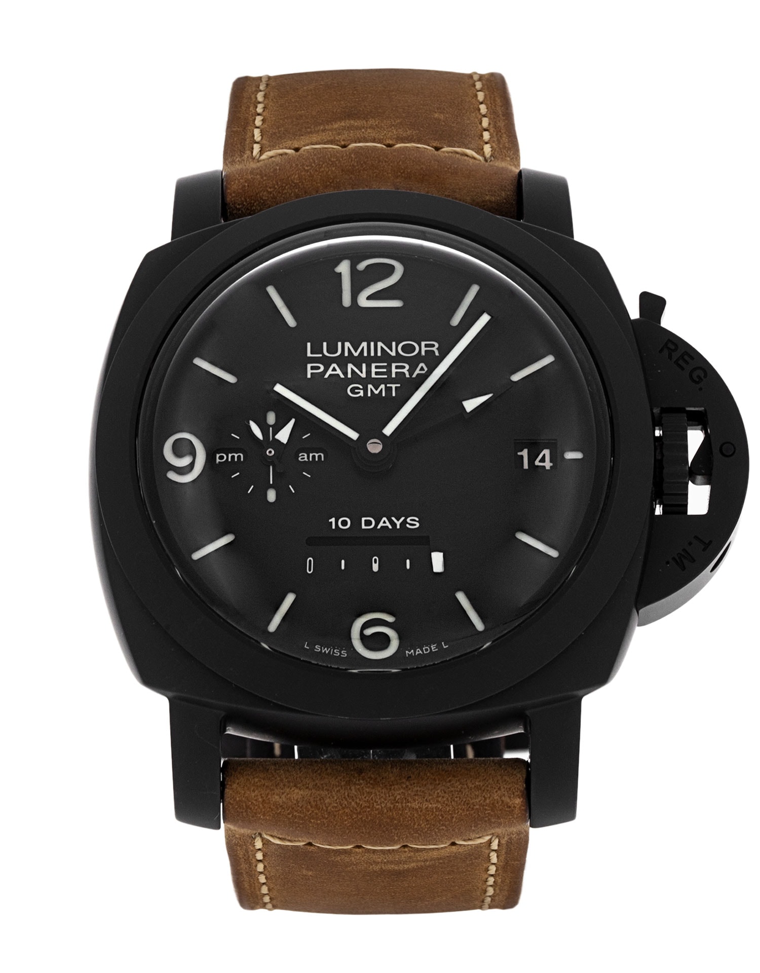 Panerai Luminor GMT Black Baton Dial Leather Strap