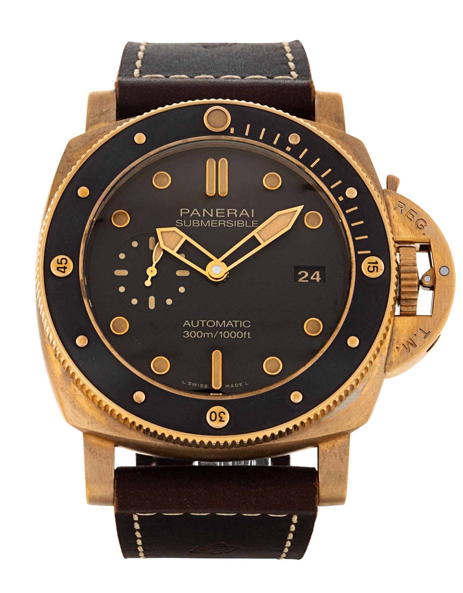 Panerai Luminor 1950 Men s Automatic Watch Brown Dial 47 mm Leather Strap PAM00968