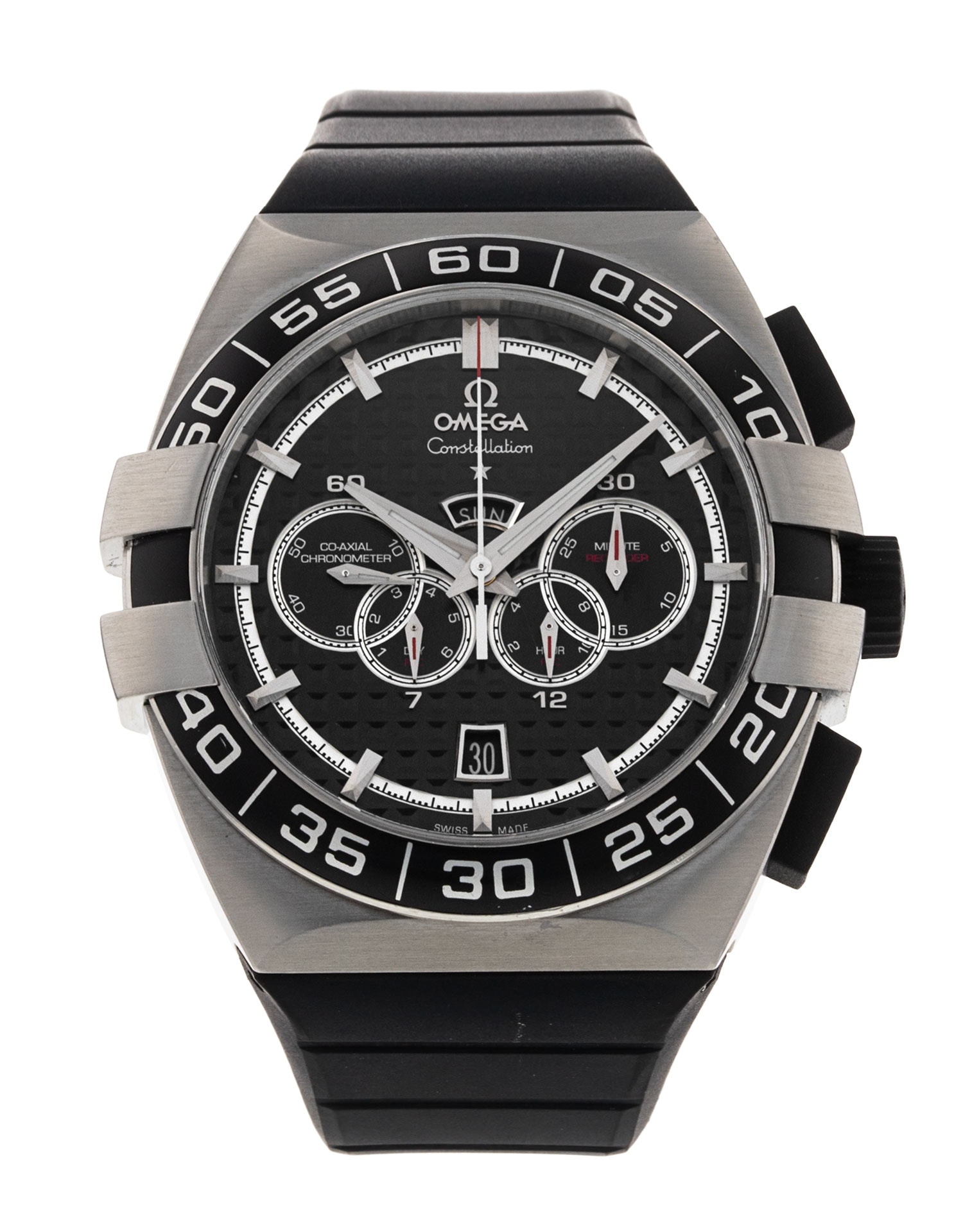 Omega Constellation Double Eagle Black Dial Rubber Strap