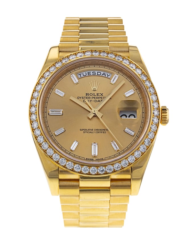 Rolex yellow gold president day date 40 diamonds best sale