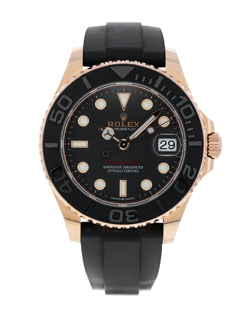 Rolex Yacht Master Schwarz Zifferblatt Kautschuk Armband