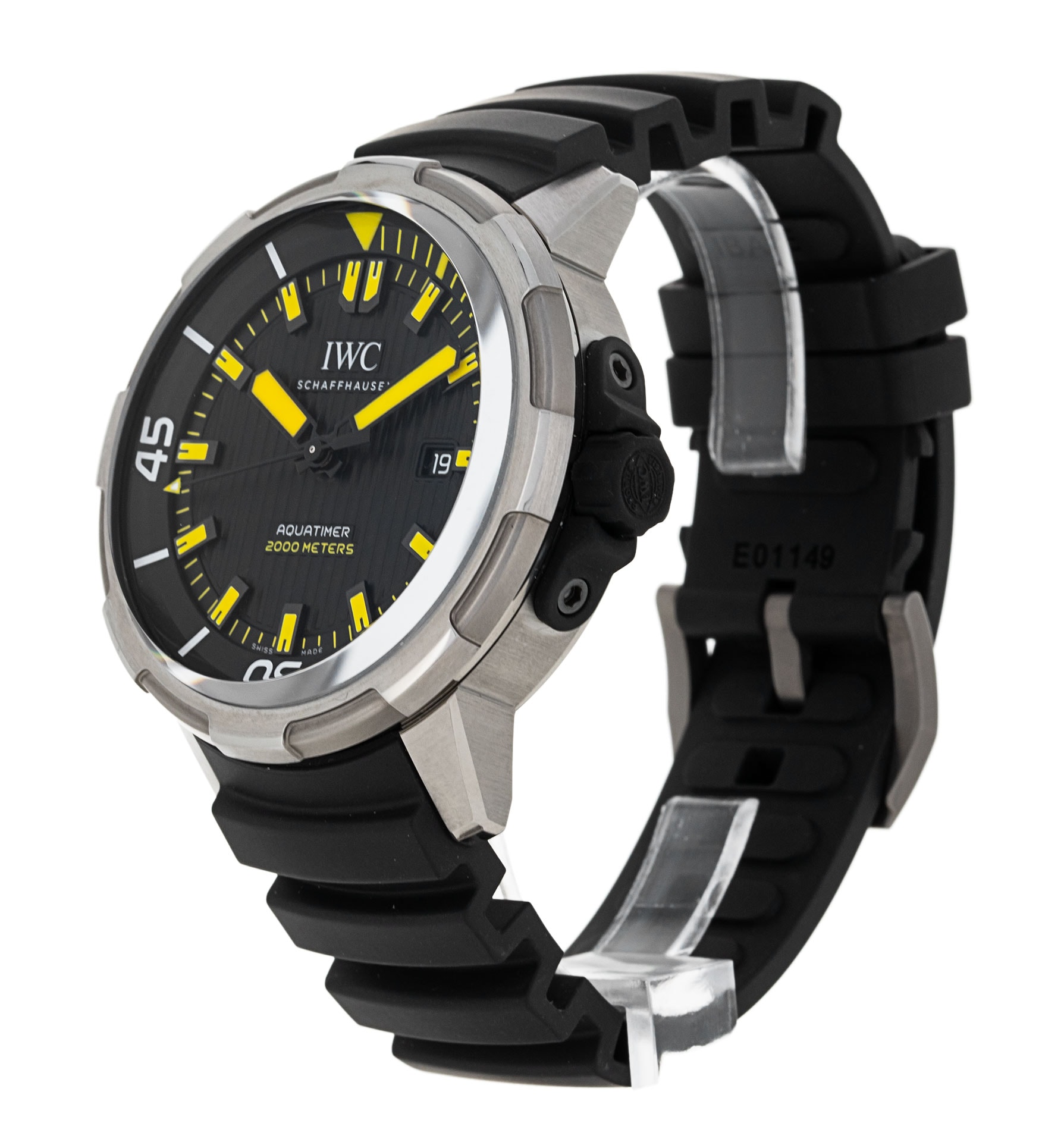 IWC Aquatimer IW358001 Black Baton Dial Rubber Strap