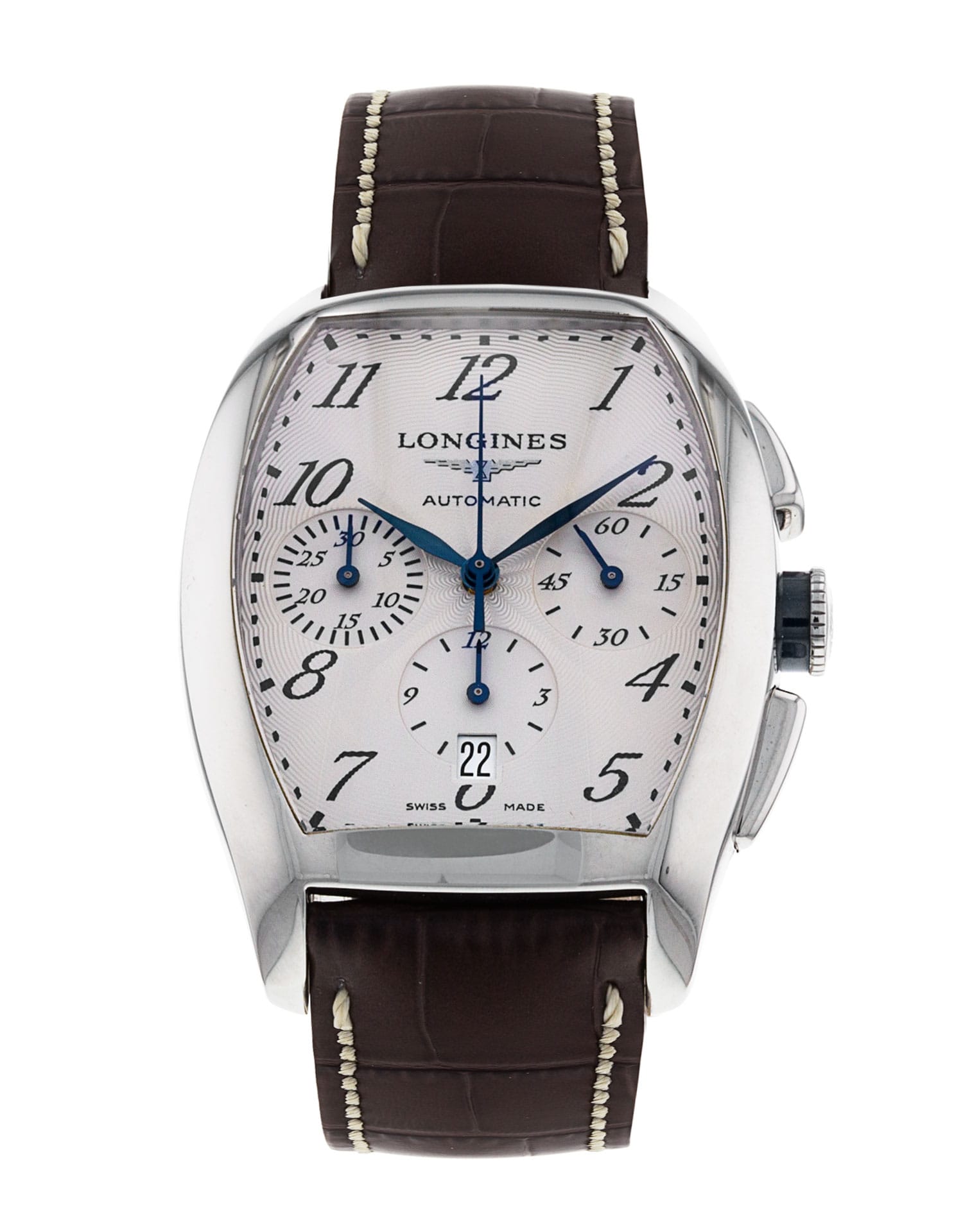 Longines Evidenza Silver Arabic Dial & Leather Strap