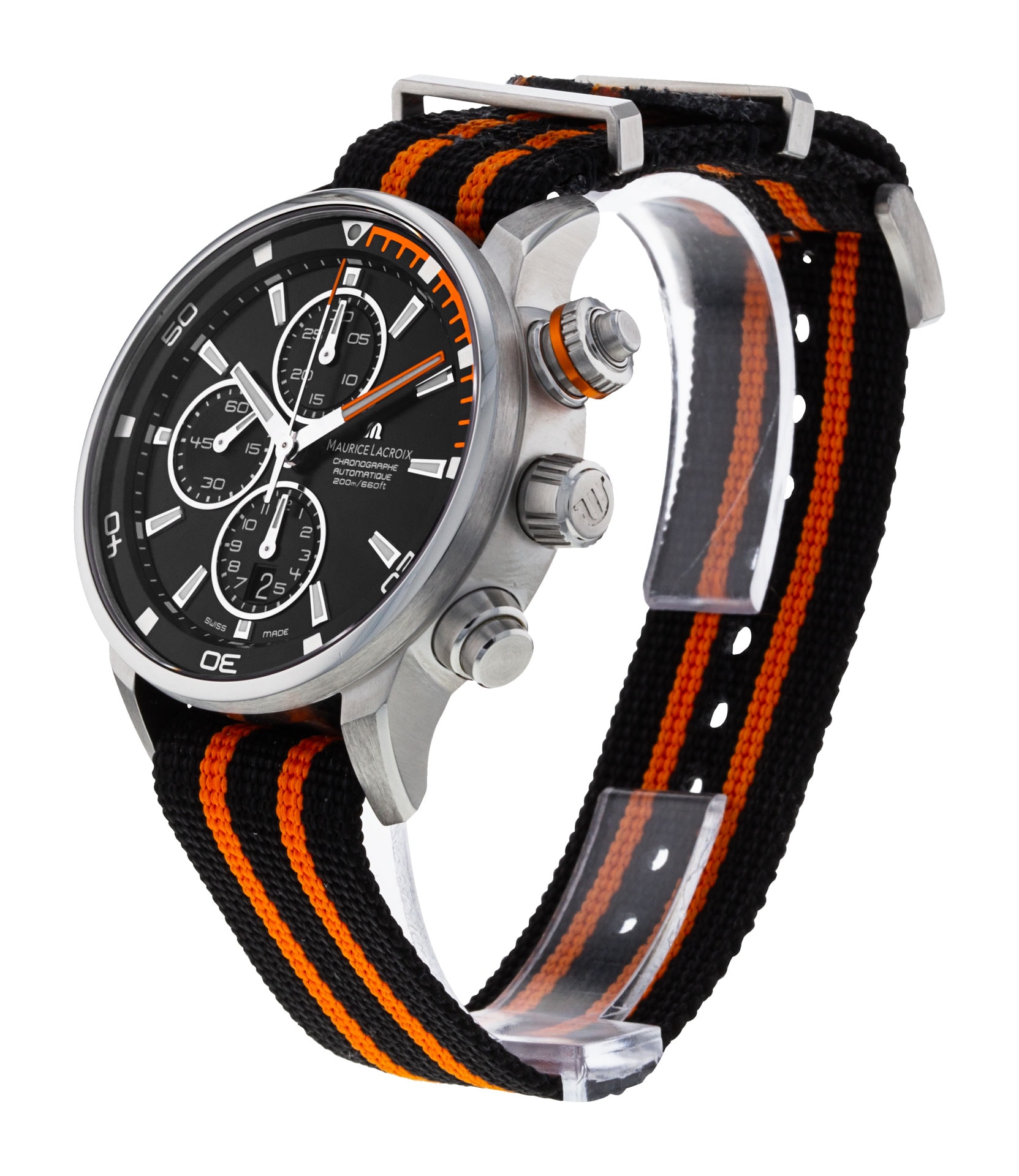 Maurice Lacroix Pontos S Black Baton Dial Fabric Strap