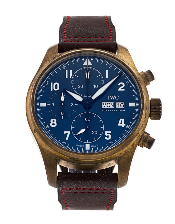 IWC Pilot s Chrono Blue Arabic Dial Leather Strap