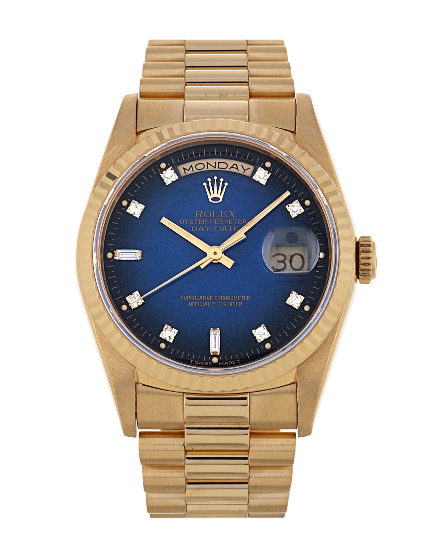 Rolex Day Date Blue Vignette Diamond Dial Bracelet Strap