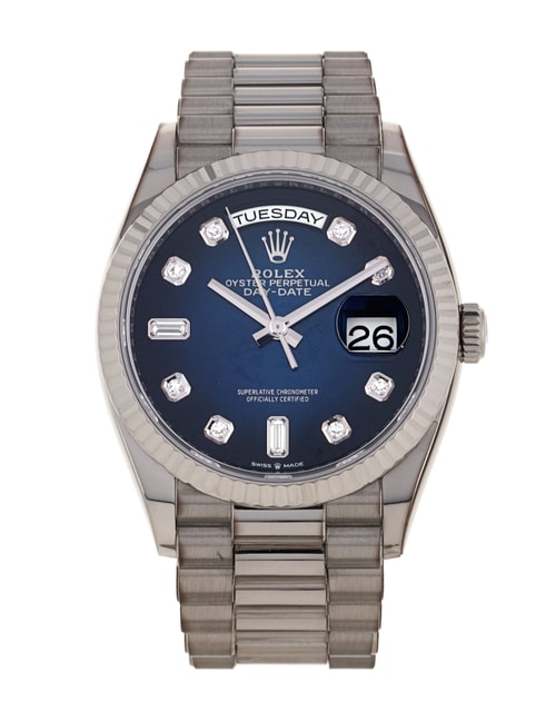 Rolex Day Date 36 Blue Diamond Dial Bracelet Strap