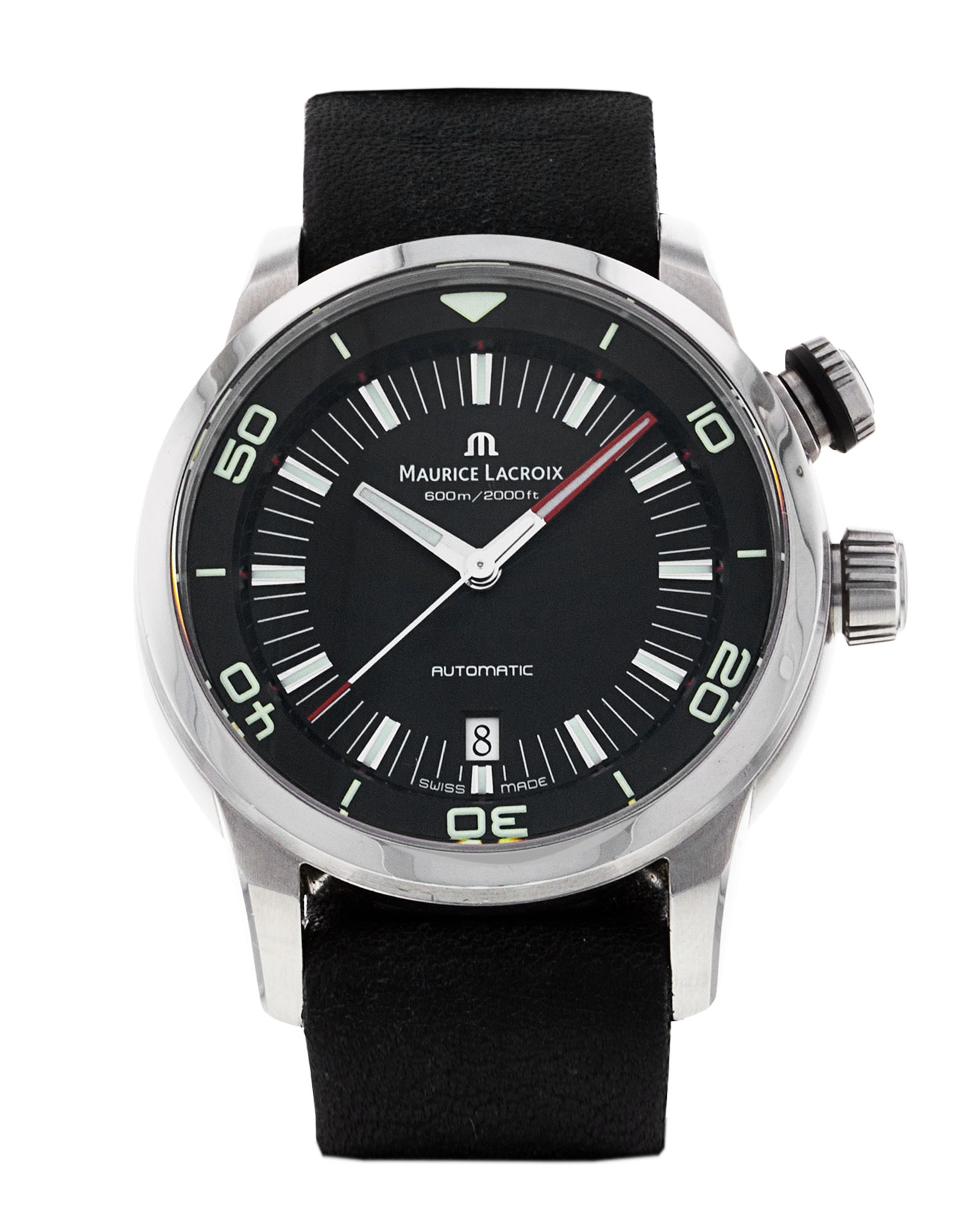Maurice Lacroix Pontos S Black Baton Dial Leather Strap