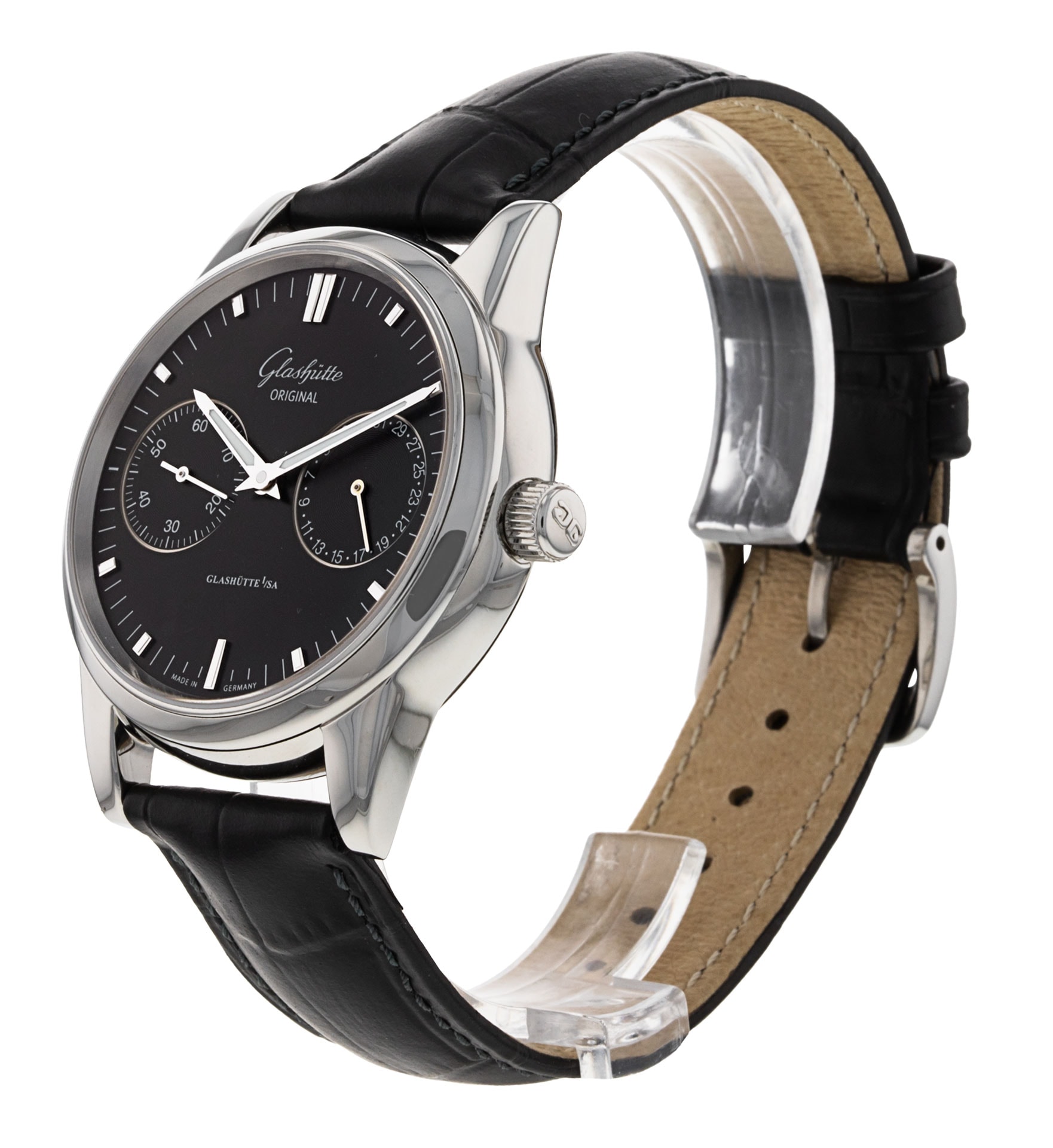 Glashutte Original Senator Hand Date Black Baton Dial