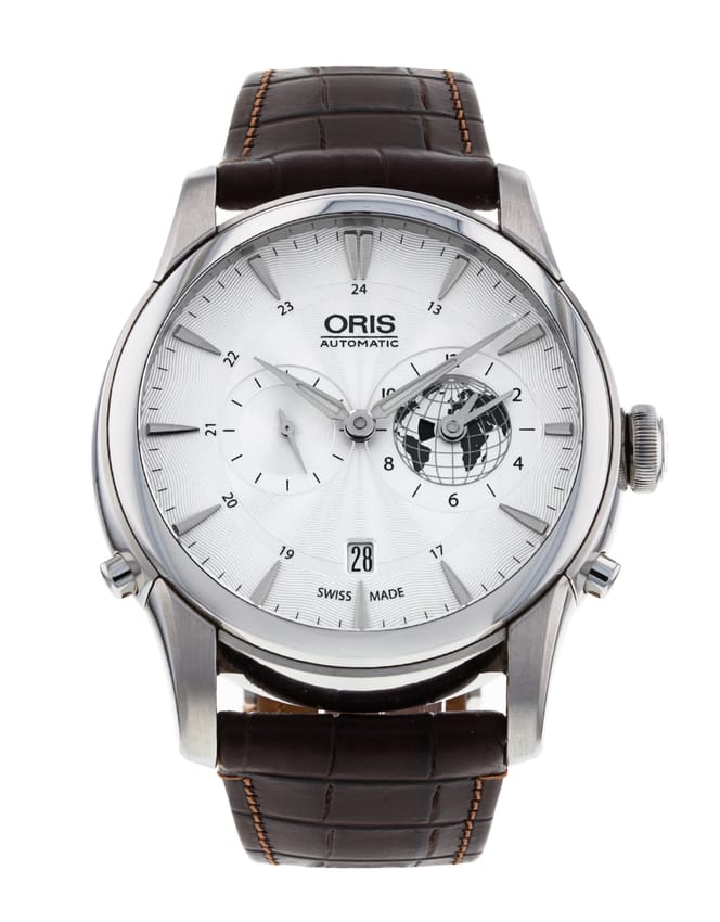Oris Artelier Silver Baton Dial Leather Strap