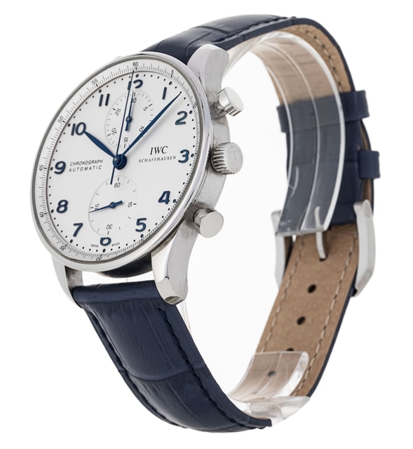 IWC Portugieser Chrono Silver Arabic Dial Leather Strap