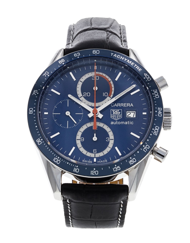 Tag Heuer Carrera Blue Baton Dial Leather Strap