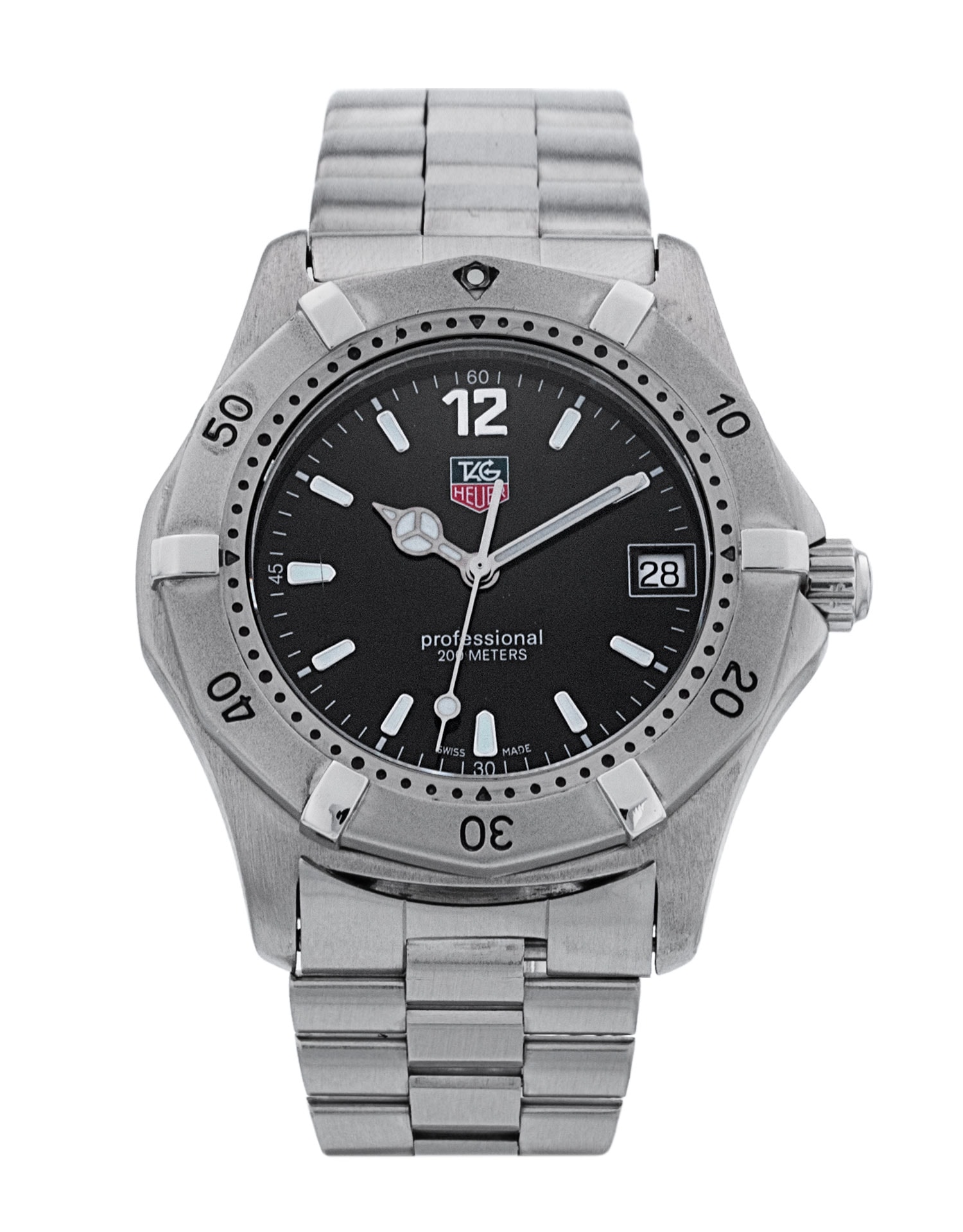Tag Heuer 2000 Series Black Baton Dial Bracelet Strap