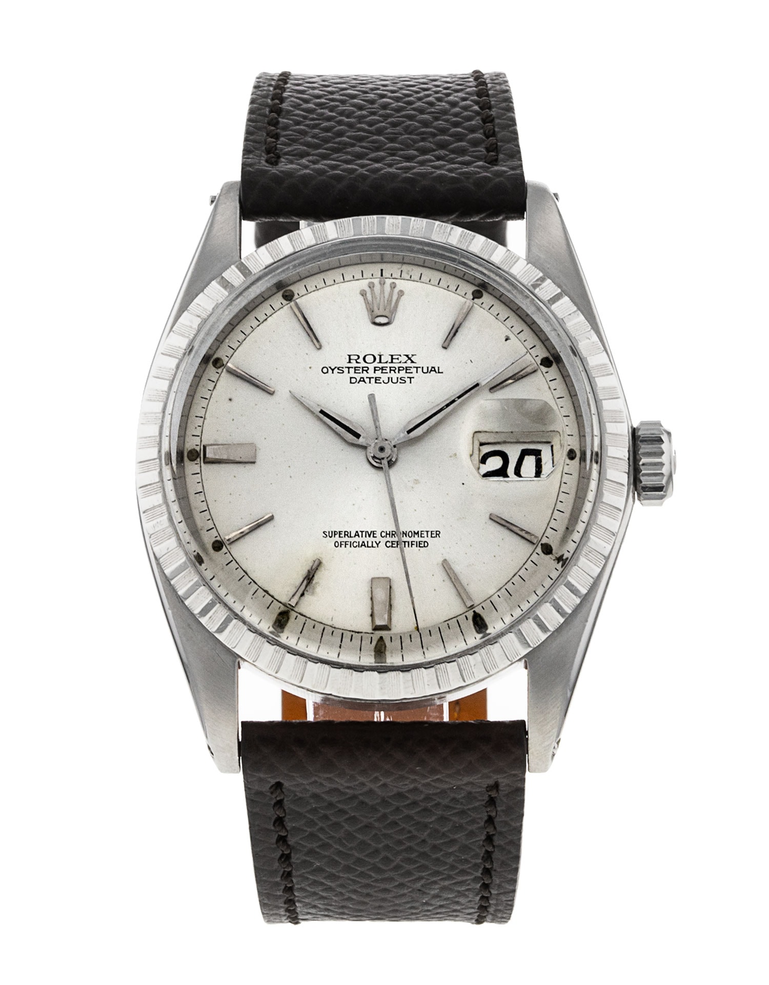 Rolex Datejust 1603 Silver Baton Dial Leather Strap