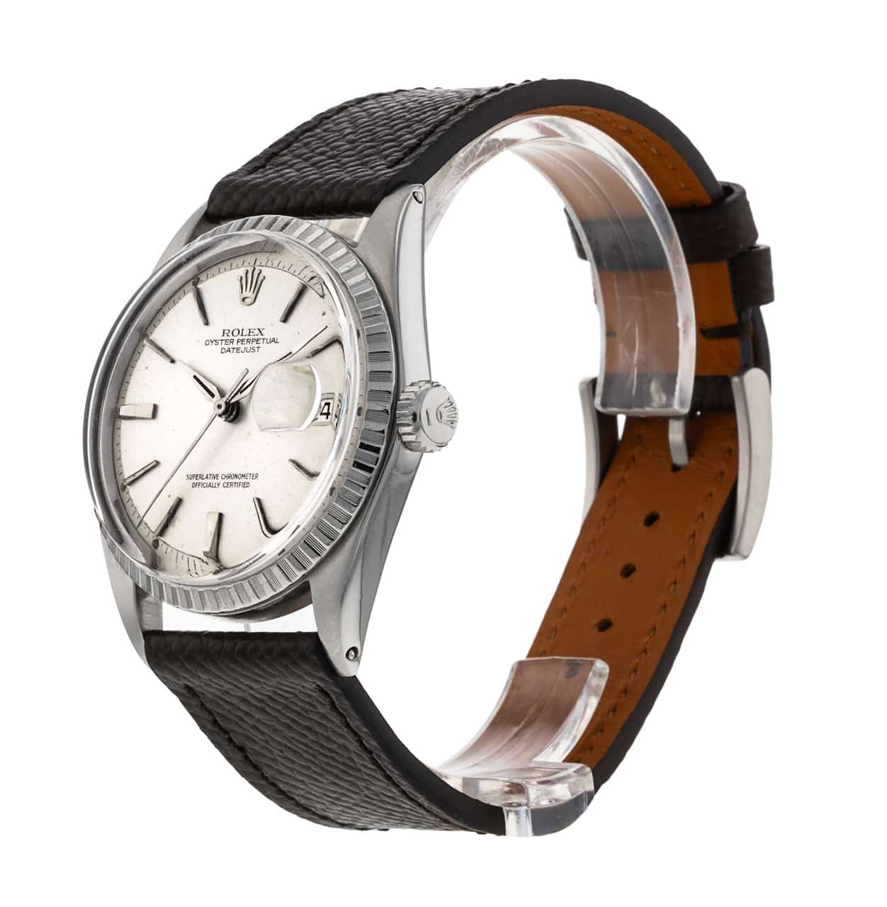 Rolex Datejust 1603 Silver Baton Dial Leather Strap