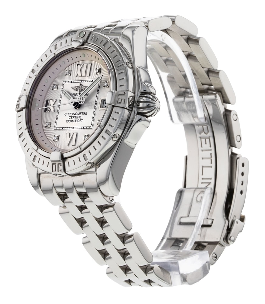 Breitling Cockpit Lady Silver Diamond Dot Roman Numeral Quarter Markers Dial