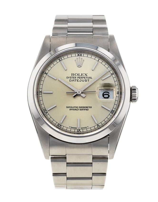 Rolex Datejust 16200 Silver Baton Dial Bracelet Strap