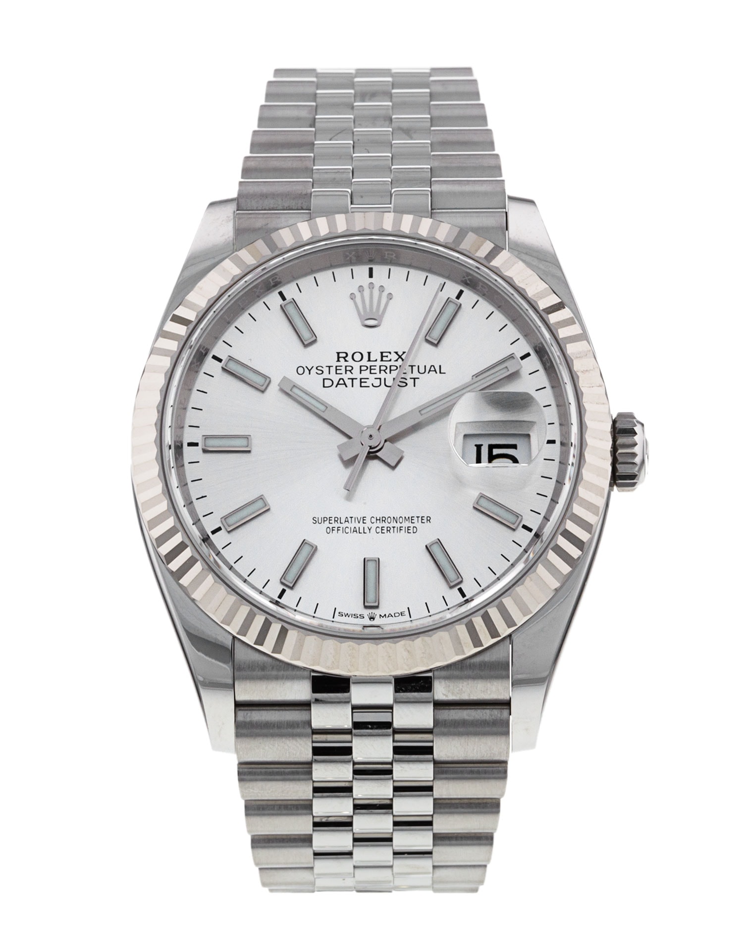 Rolex Datejust 126234 Silver Baton Dial Bracelet Strap